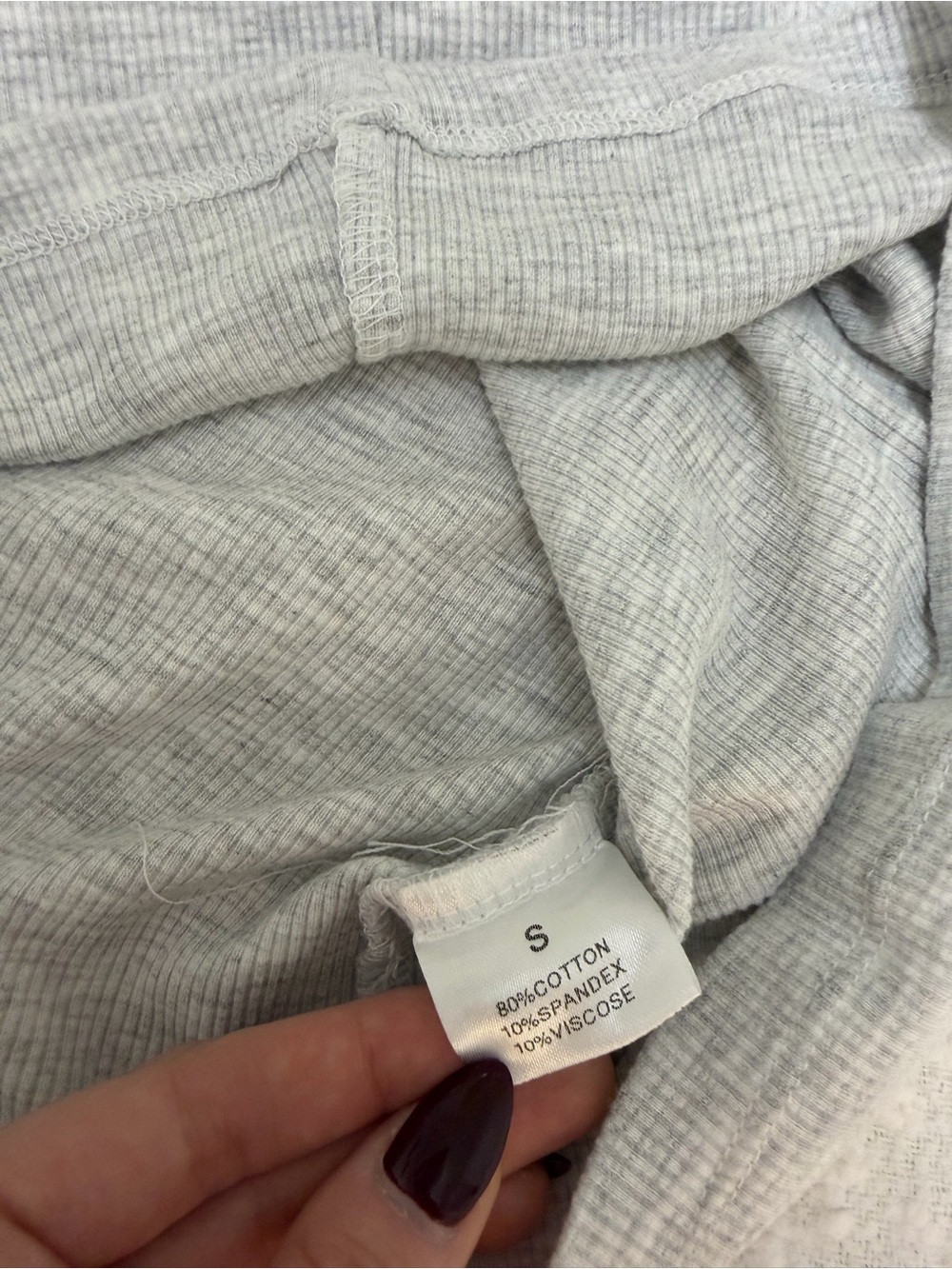 Light Gray Short Sleeve Ribbed Tee - Picture 2 of 3